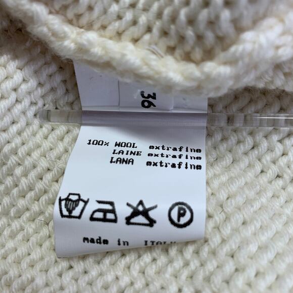 DIRK VAN SAENE Size M Cream Orange Beige Wool Knit Cardigan - Picture 9 of 9